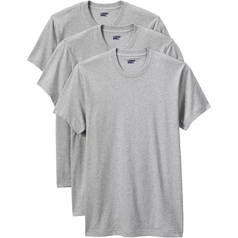 Men's Lands' End Crewneck 3-Pack Undershirt, Size: Large, Gray Grey Product Image