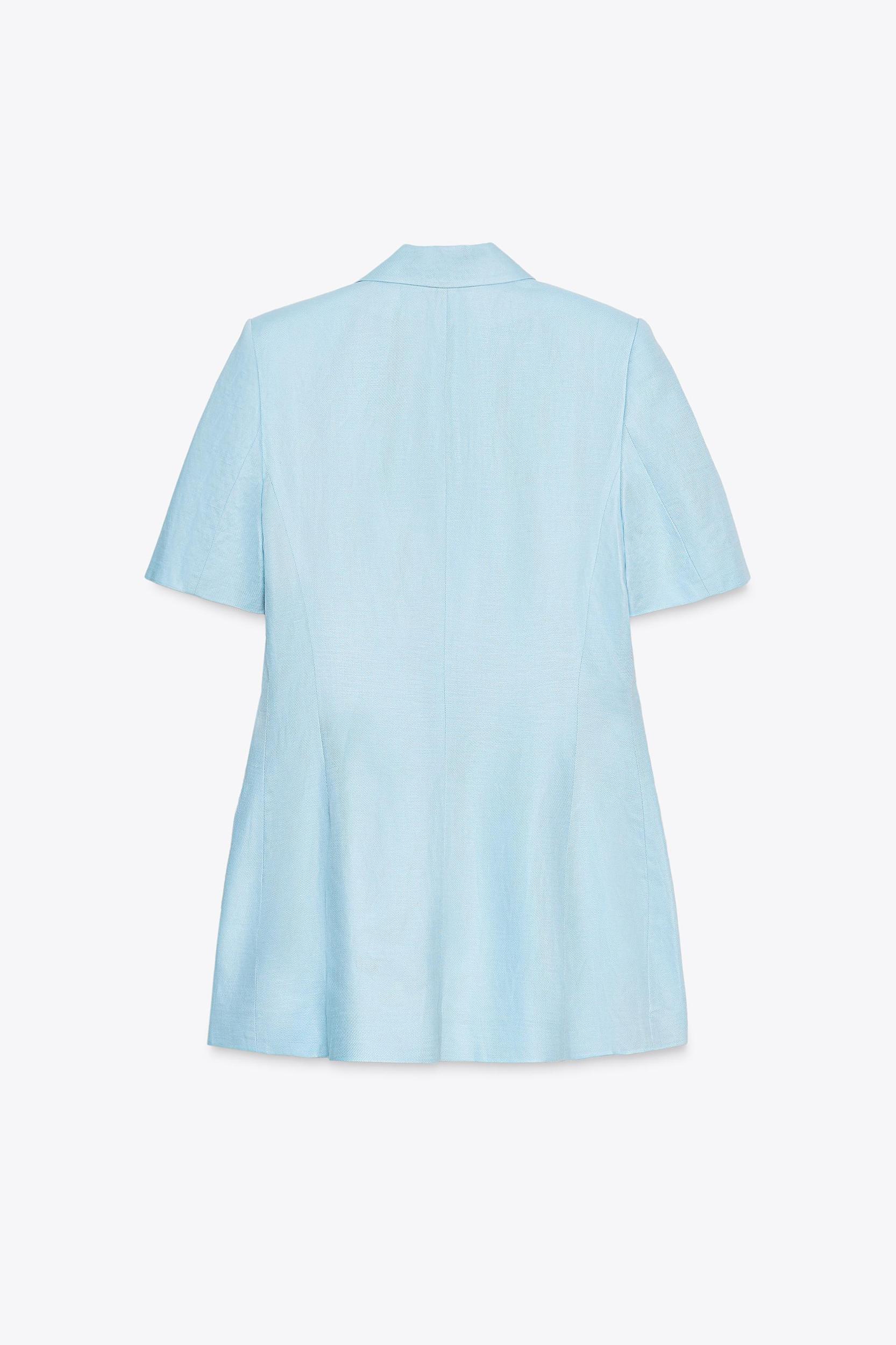 FITTED SHORT SLEEVE LINEN BLAZER Product Image