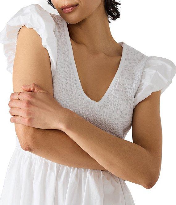 Steve Madden Gray V-Neck Cap Sleeve Midi Dress Product Image