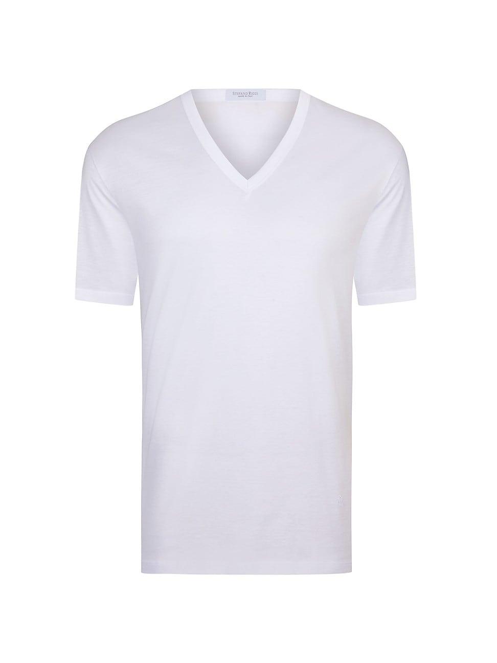 Mens Solid Cotton V-Neck T-Shirt Product Image