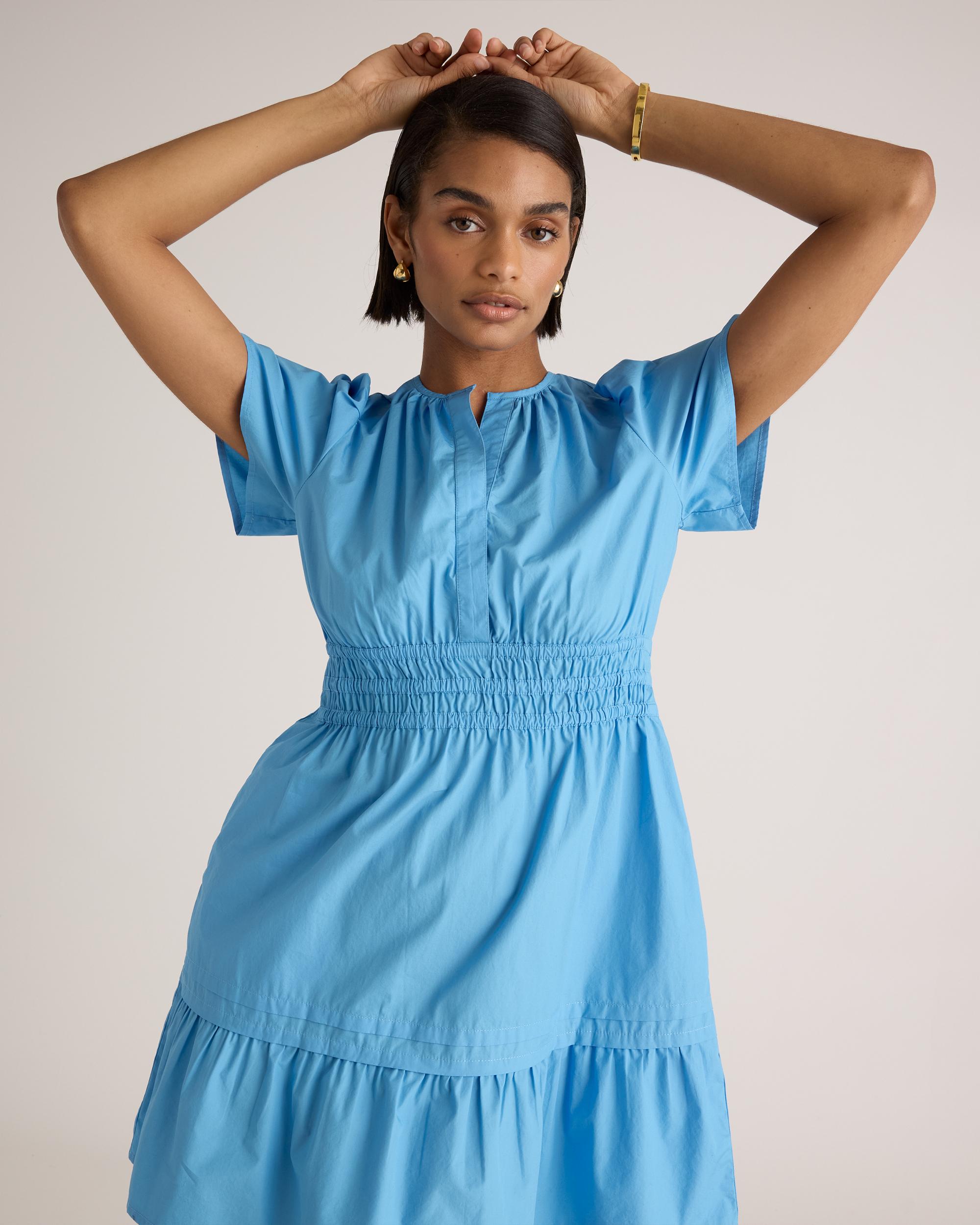Quince | Women's Poplin Tiered Mini Dress Organic Cotton Product Image