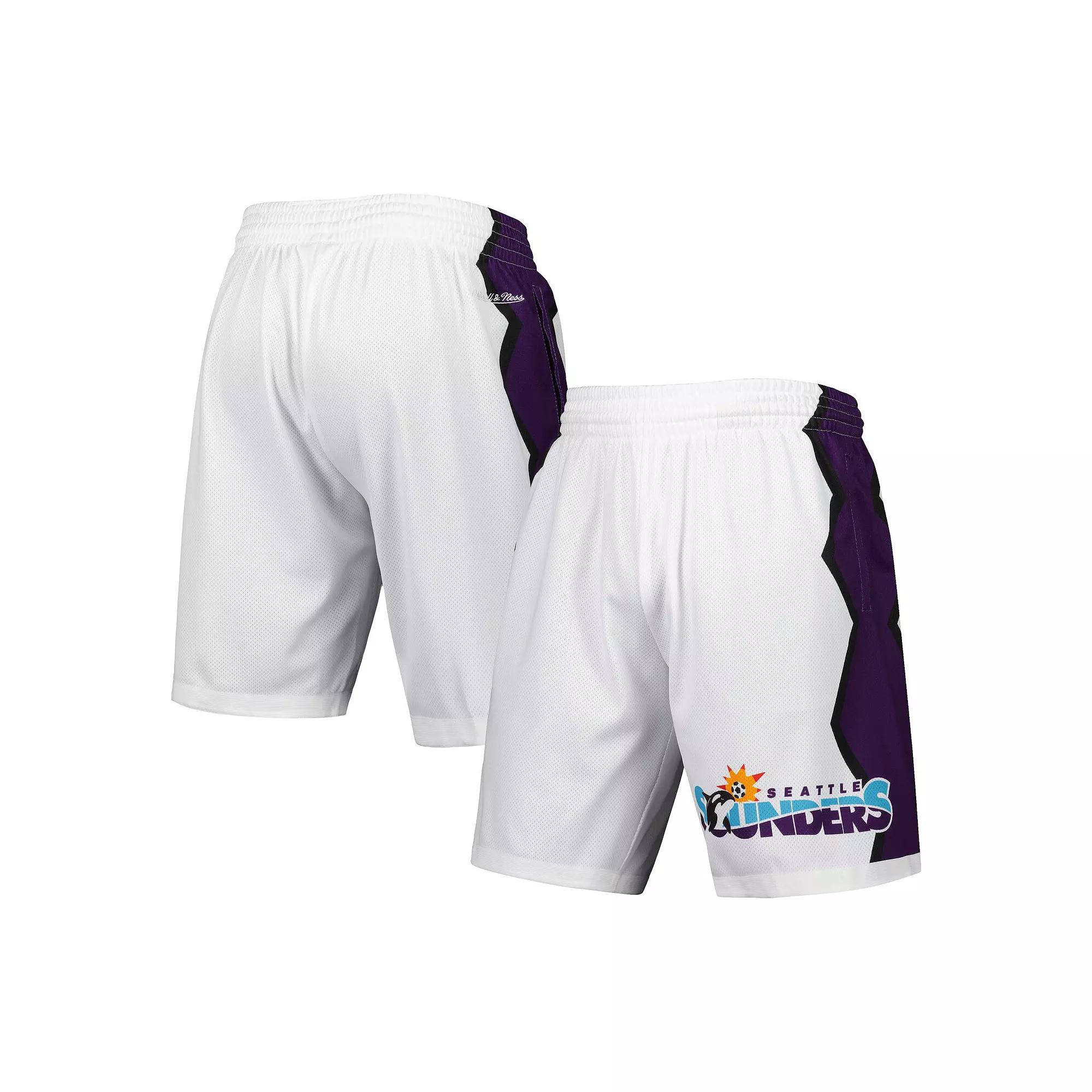 Men's Mitchell & Ness White Seattle Sounders FC Swingman Shorts, Size: Medium Product Image