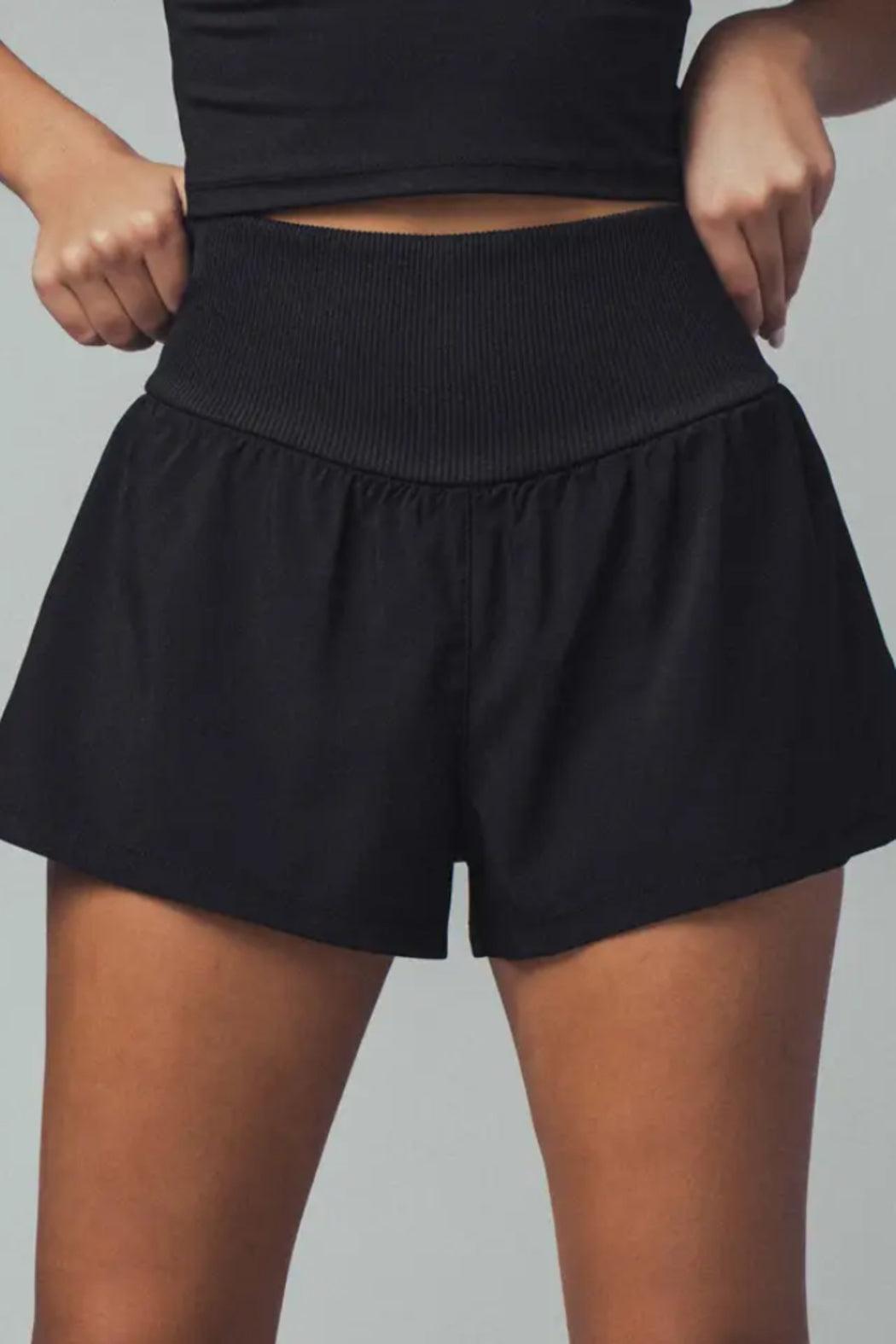 Ribbed Waistband Flowy Shorts Product Image