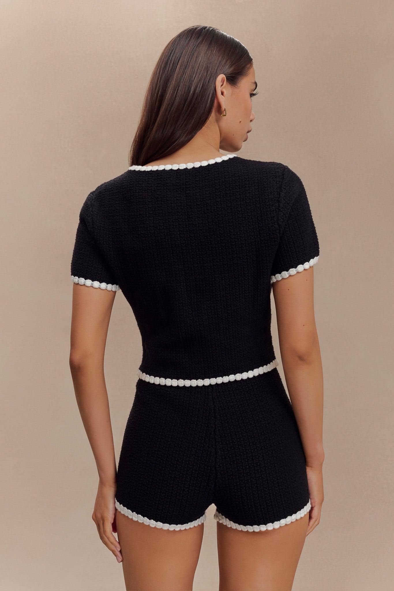 Saffron Contrast Knit Shorts - Black/White Product Image