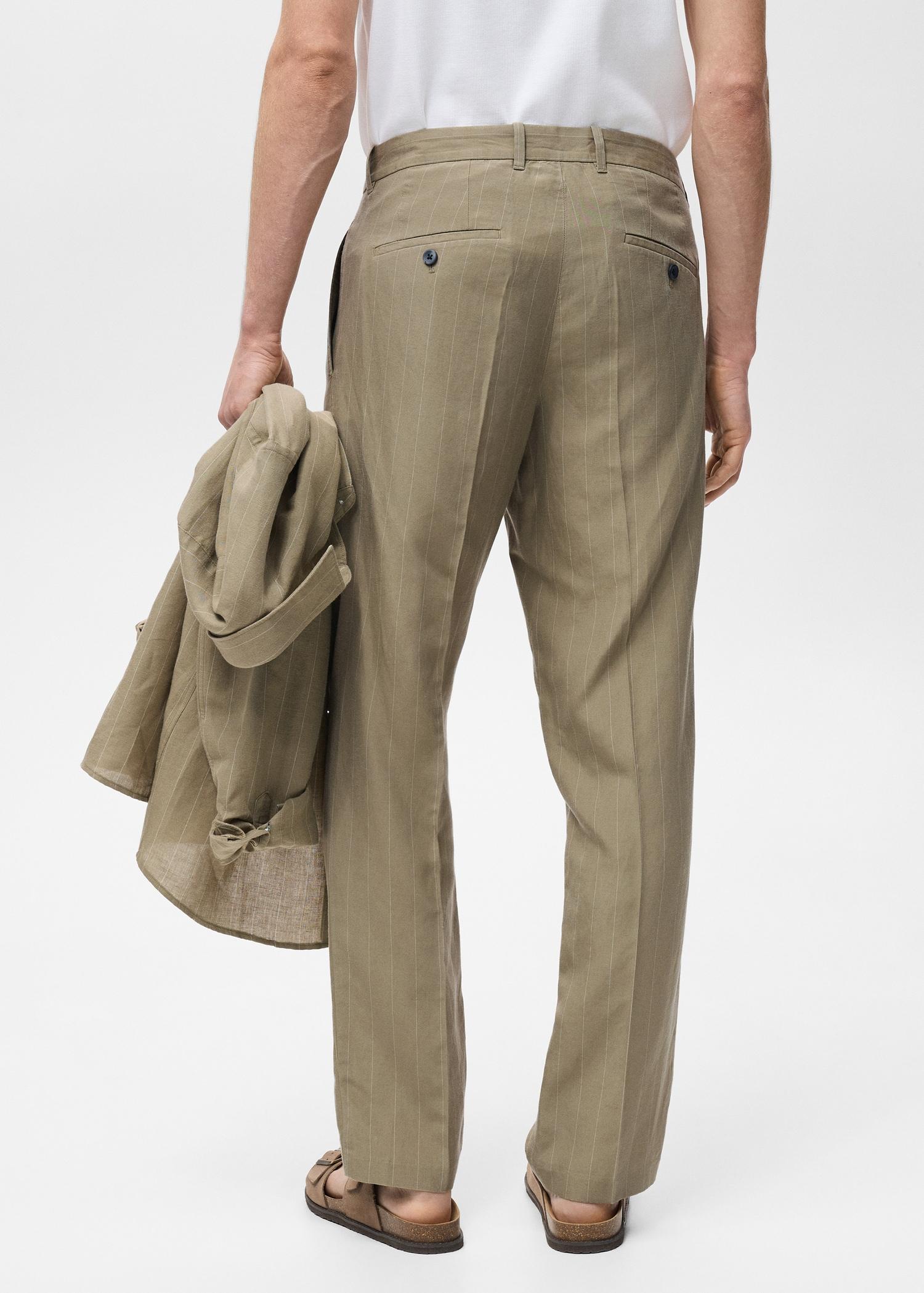 Pinstripe linen pants - Men | MANGO USA Product Image