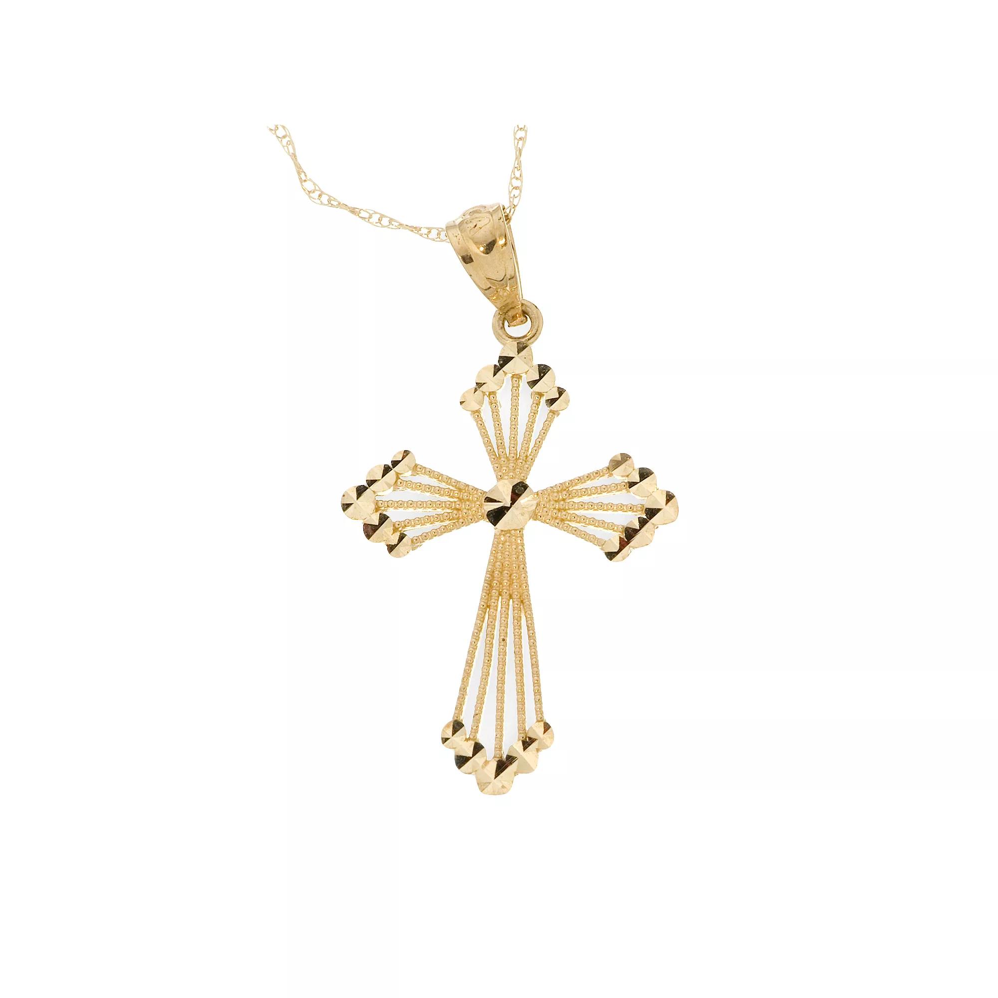 10k Gold Openwork Cross Pendant, Womens Product Image