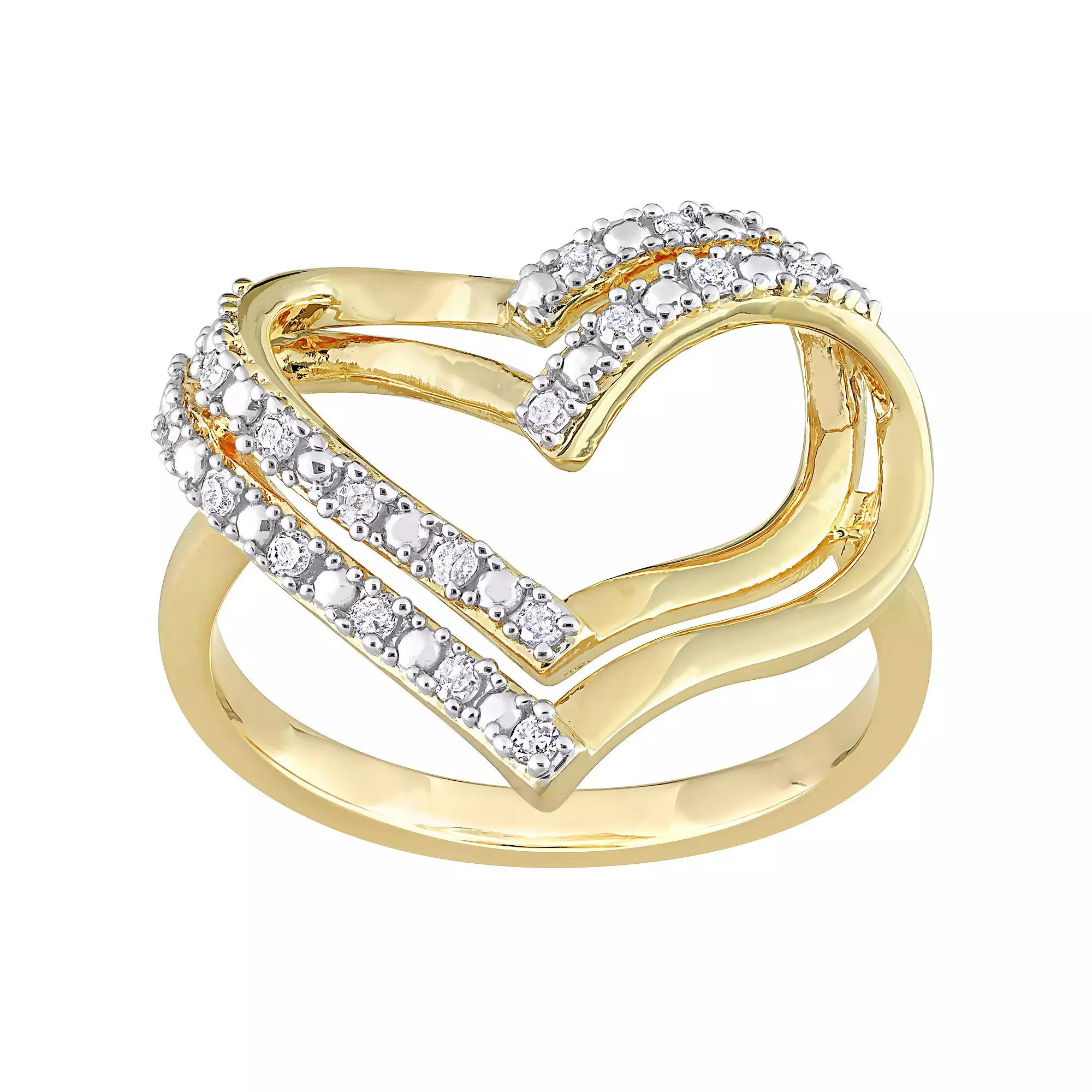 Stella Grace Sterling Silver 1/5 Carat T.W. Diamond Heart Ring, Women's,  Product Image