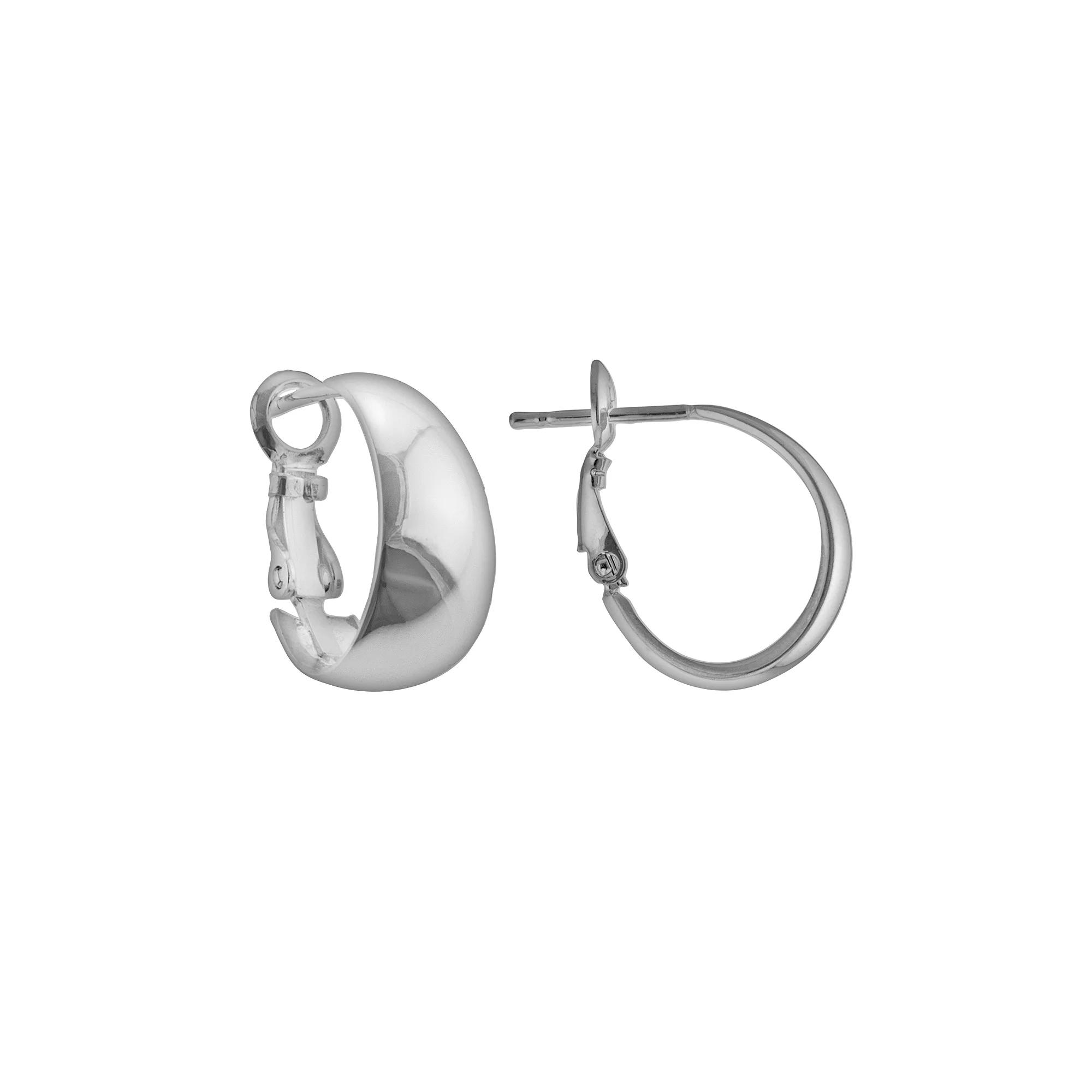 Silver Plated J-Hoop Earrings, Women's Product Image
