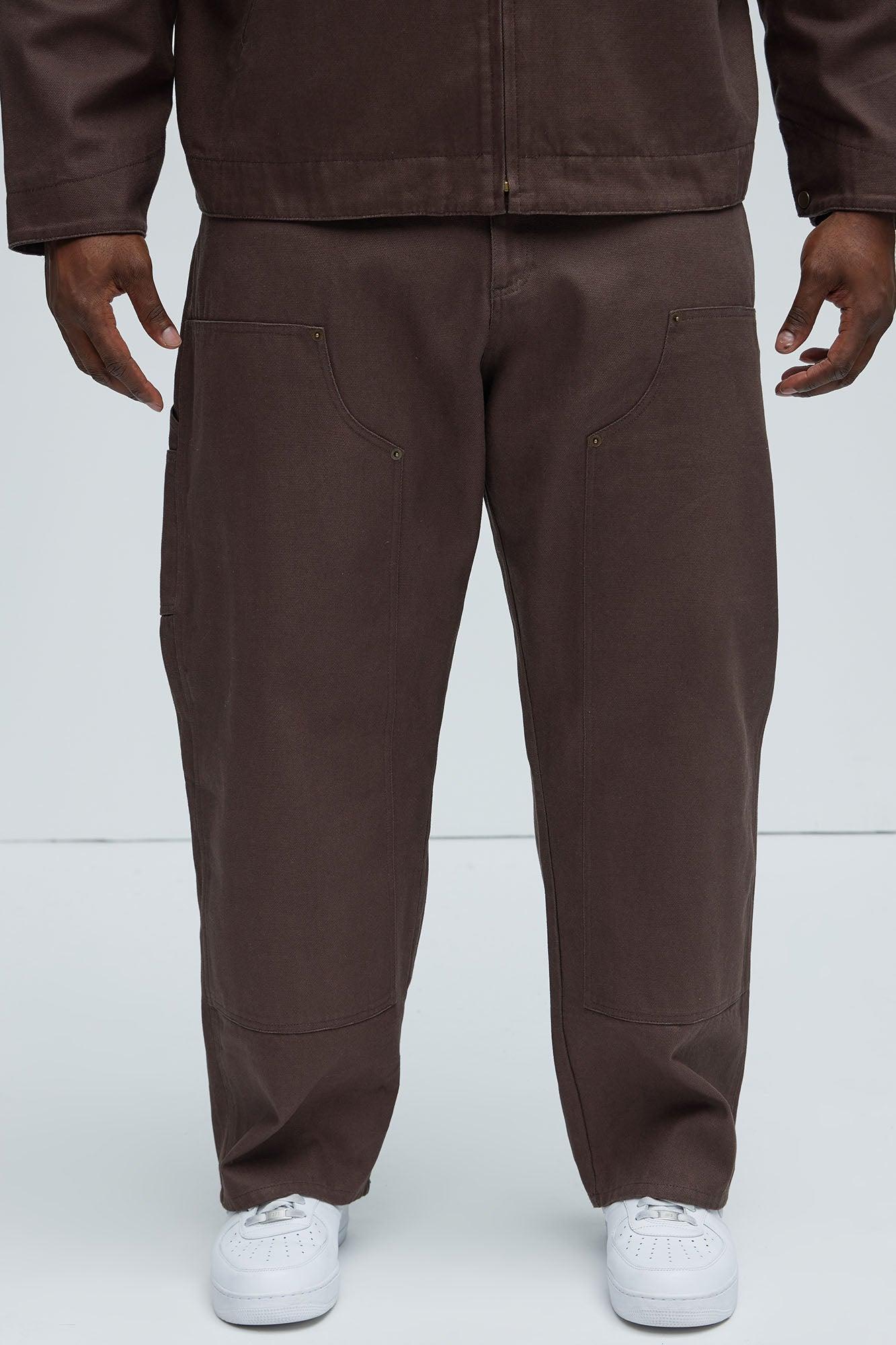 Alexander Double Knee Straight Utility Canvas Pants - Brown Product Image