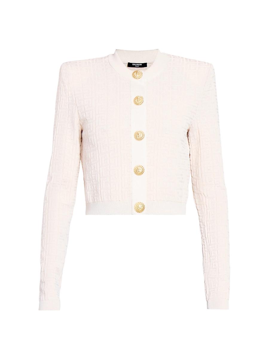 Womens Monogram Knit Crop Cardigan Product Image