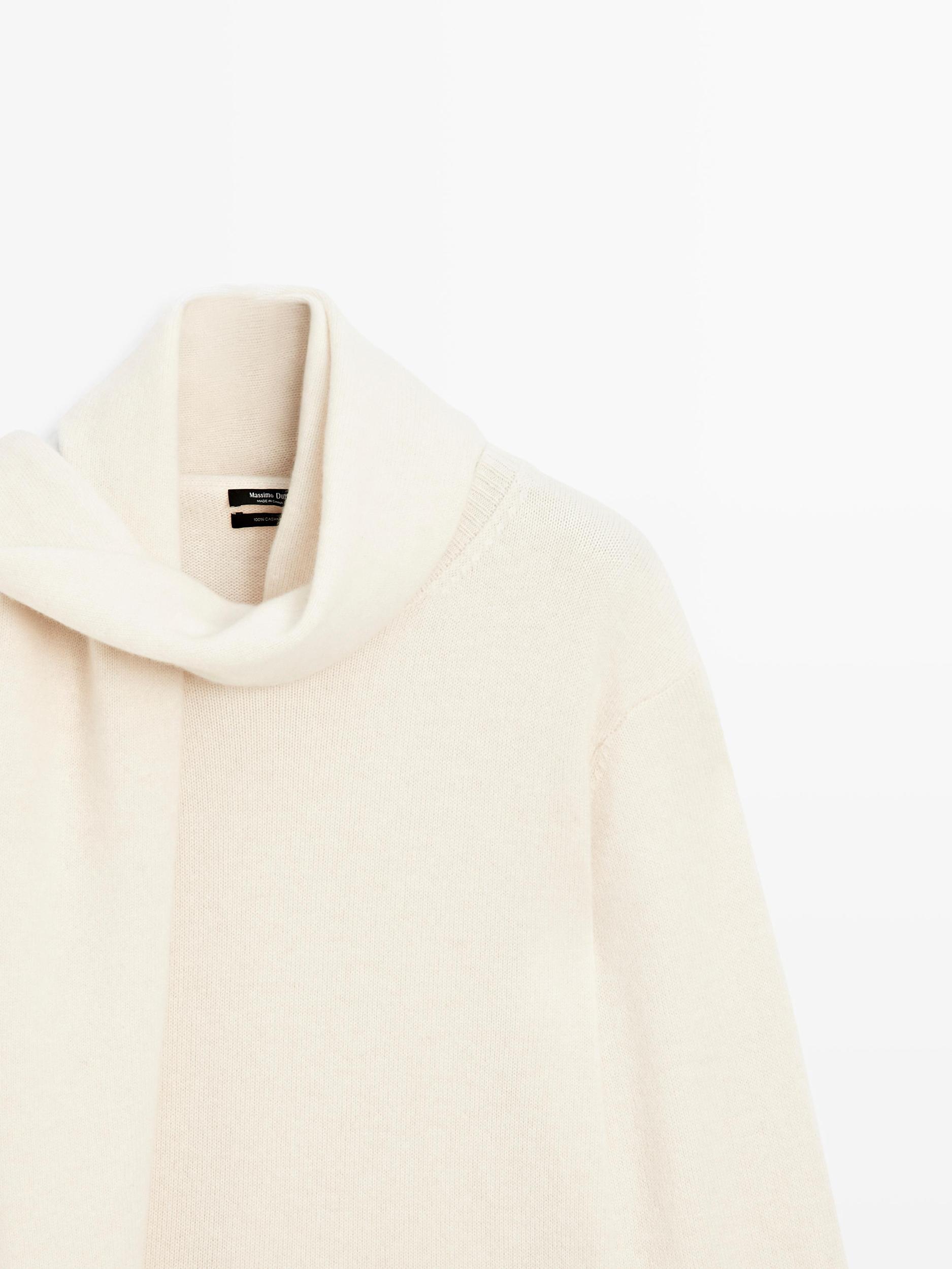 100% cashmere scarf neck sweater Product Image