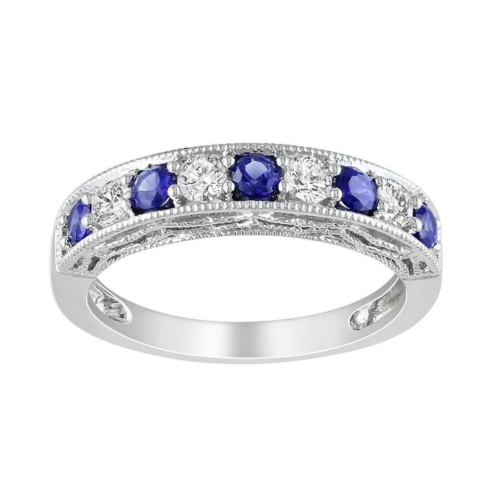 Stella Grace Sterling Silver Lab-Created Blue and White Sapphire Stack Ring, Women's,  Product Image
