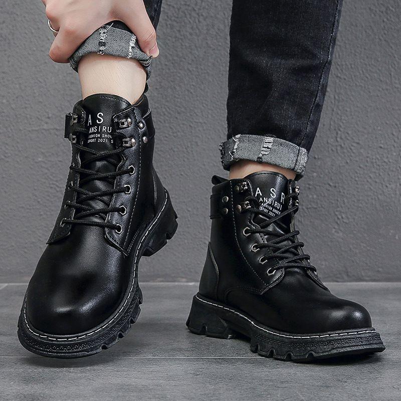 Lettering Lace-Up Short Boots Product Image