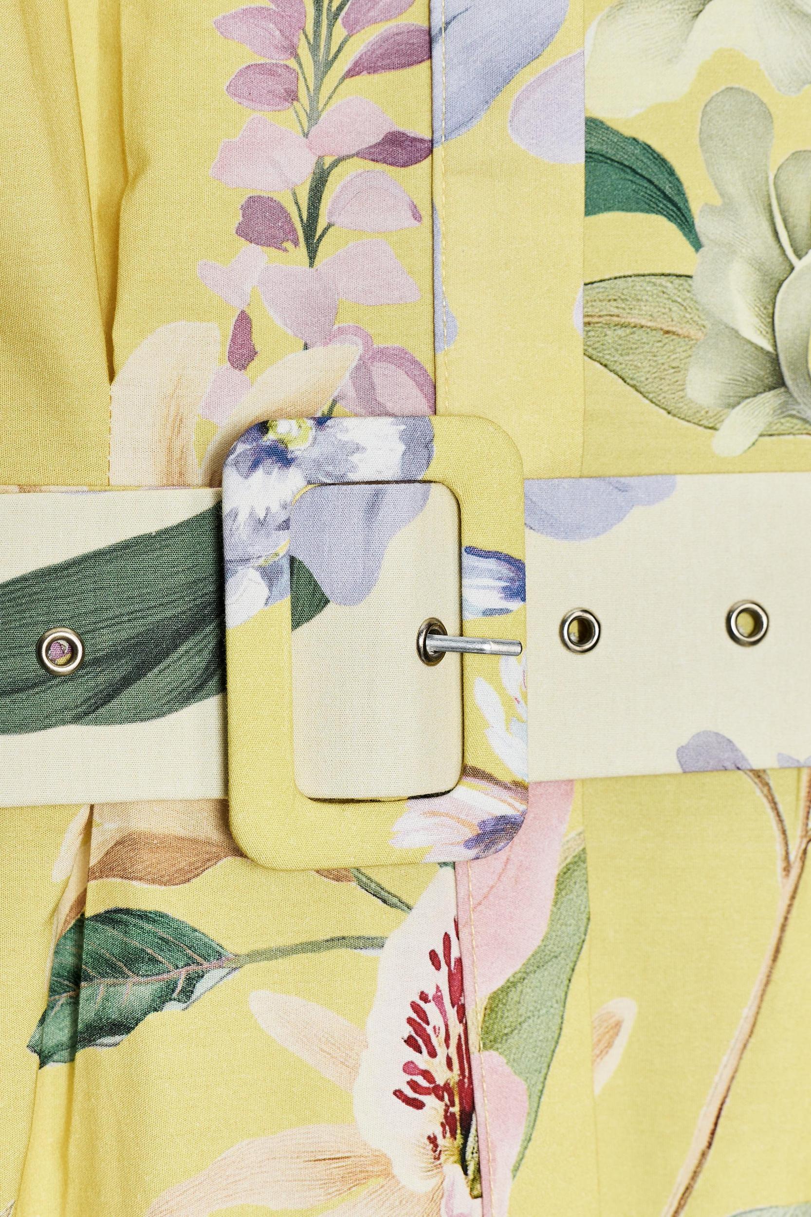 BELTED FLORAL PRINT MIDI DRESS Product Image