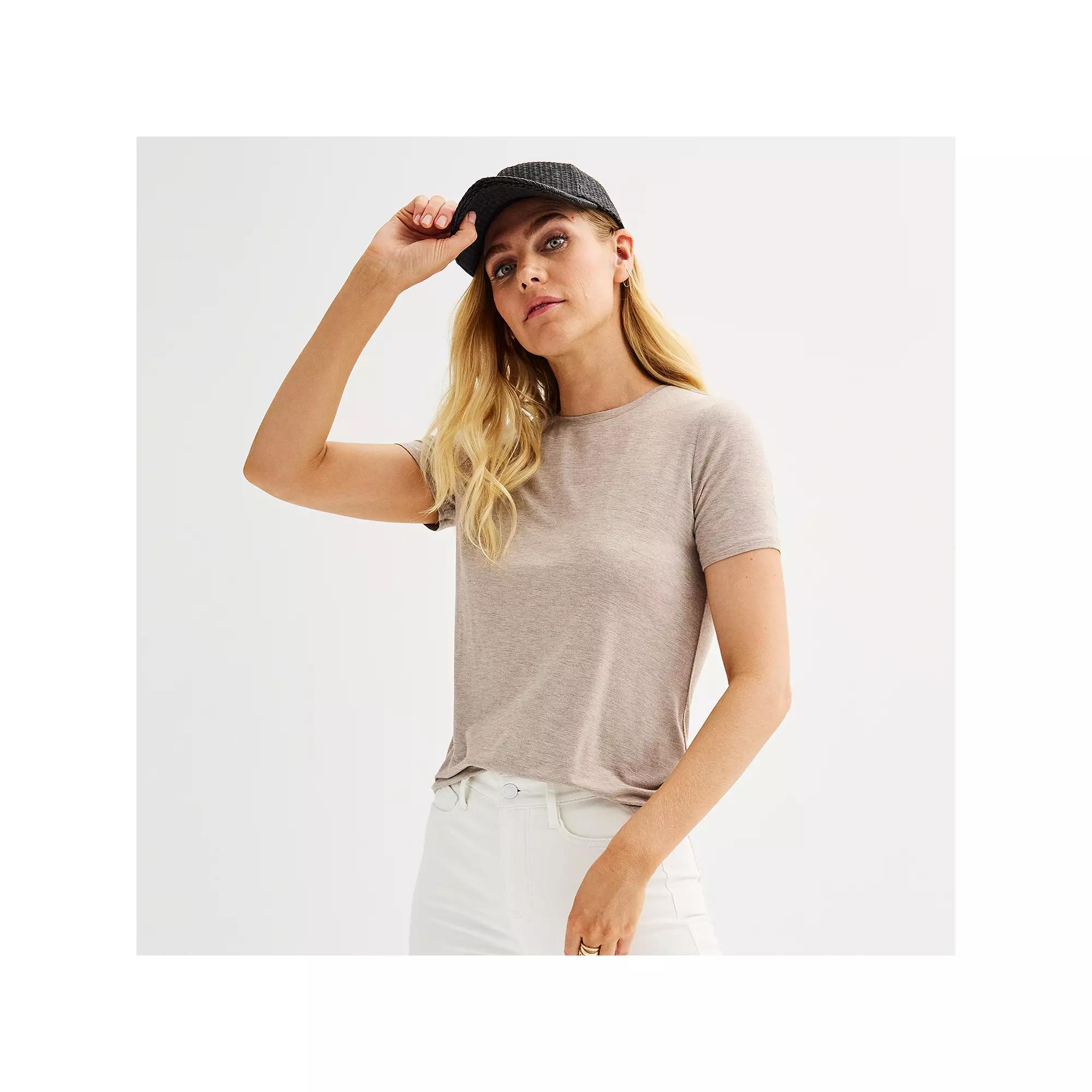 Women's Nine West Essential Crewneck Tee, Size: Medium, Canoe Grey Product Image