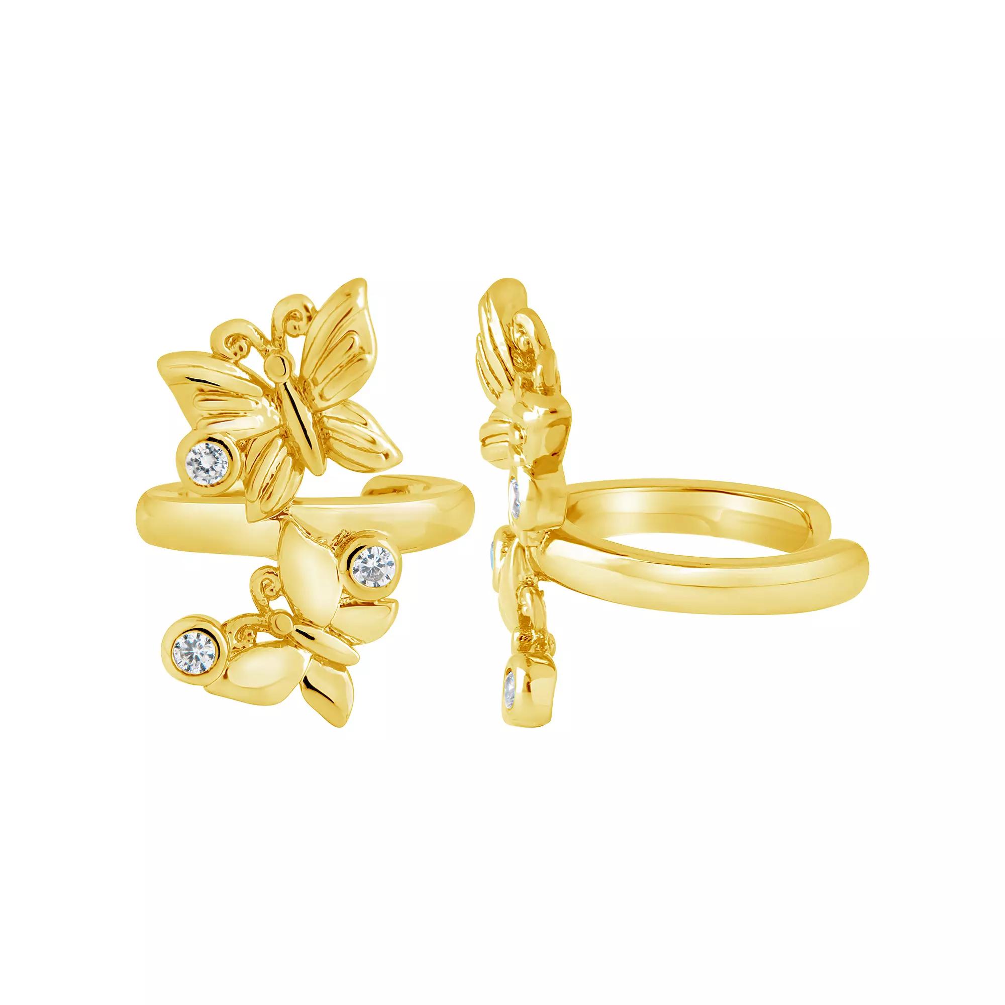 MC Collective Cubic Zirconia Butterfly Ear Cuff Set, Women's, Gold Tone Product Image