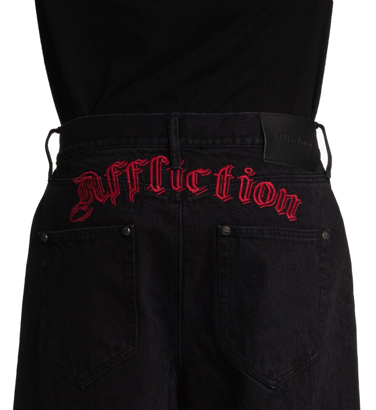 Wide Leg Live Fast Black Jeans Male Product Image