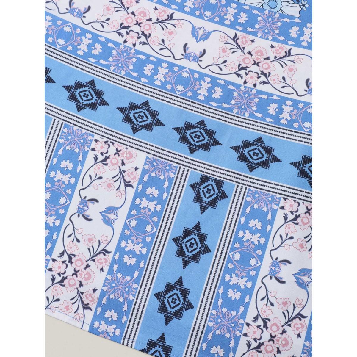 Plus Size Boho Print Pockets V-Neck Midi Dress Mediumblue Women Boho Shirred V-neck Half Sleeve Curvy BloomChic 14-16/1X Product Image