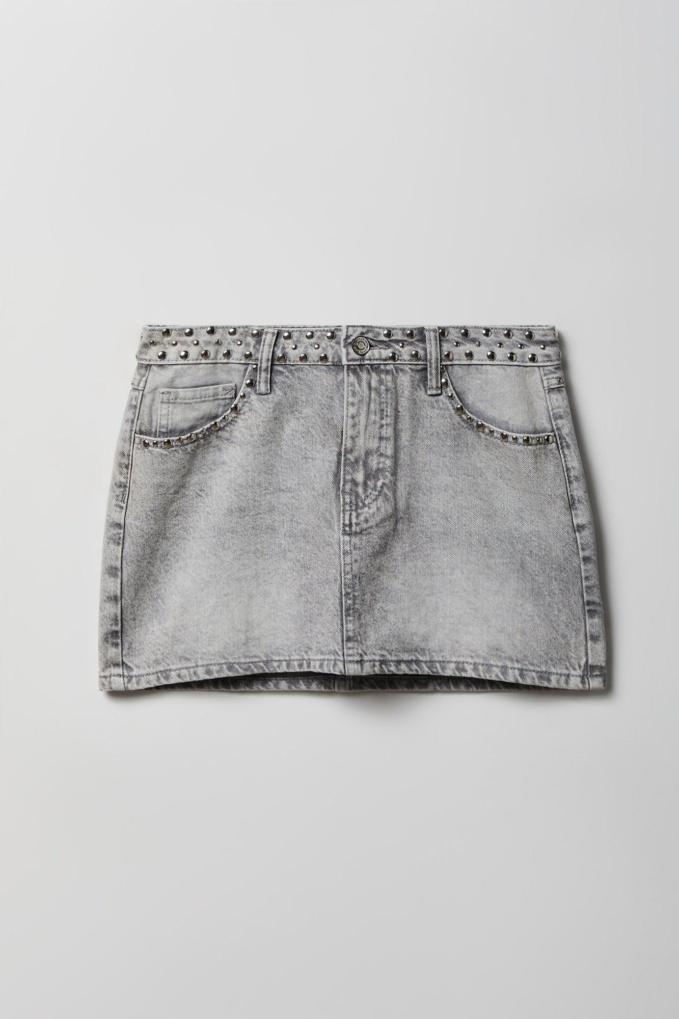 Studded Denim Mini Skirt Female Product Image