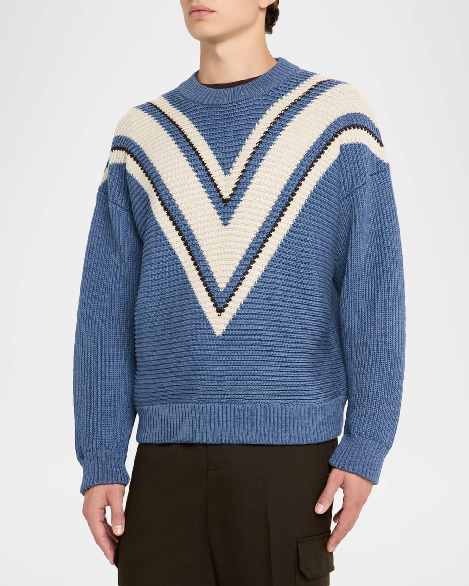 Men's Journey Wool Jacquard V-Style Crewneck Sweater Product Image