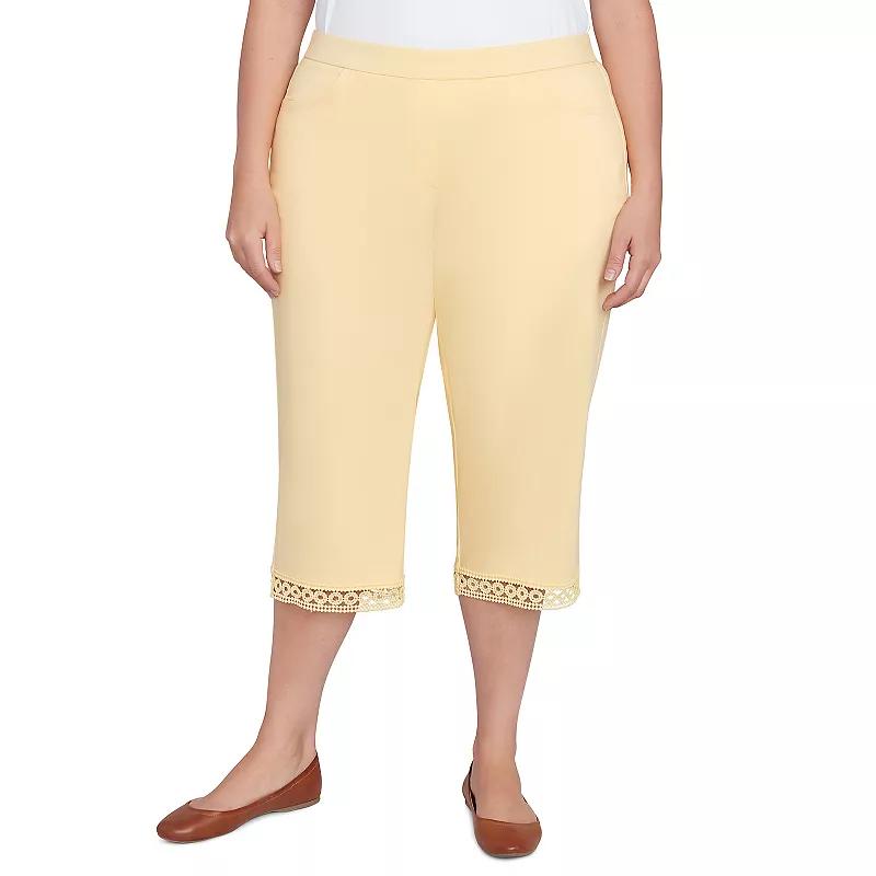 Plus Size Alfred Dunner Comfort Allure Embellished Capri Pants, Women's, Size: 16 W, Buttercup Product Image