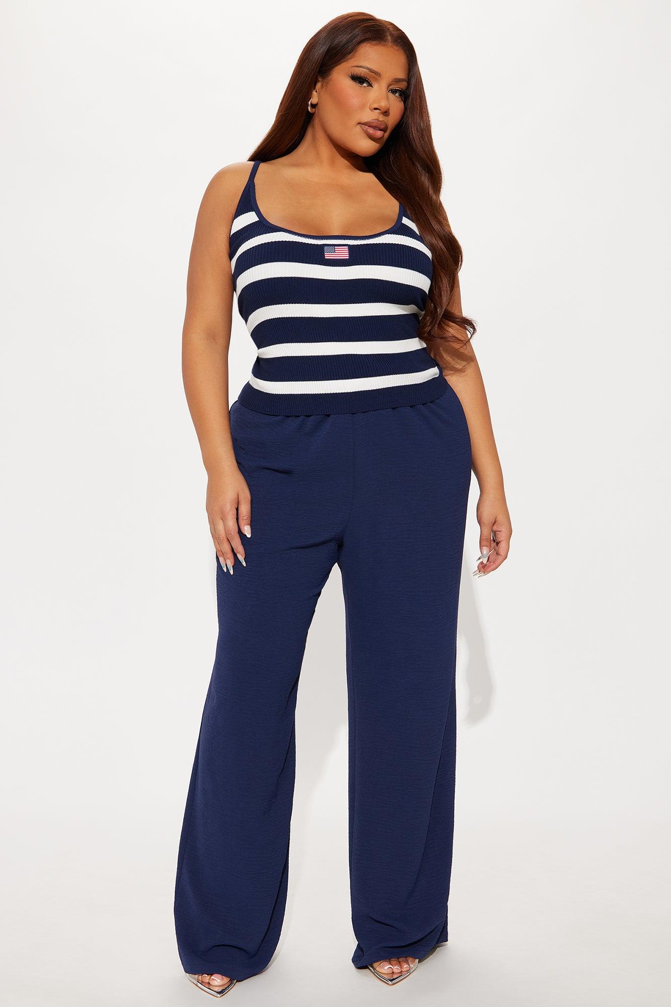 Made In The USA Striped Sweater Top - Navy/combo Female Product Image