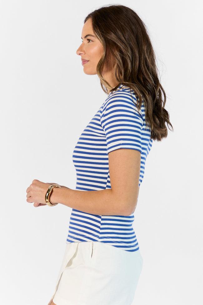 In Reach Navy Ribbed Knit Stripe Tee FINAL SALE Product Image