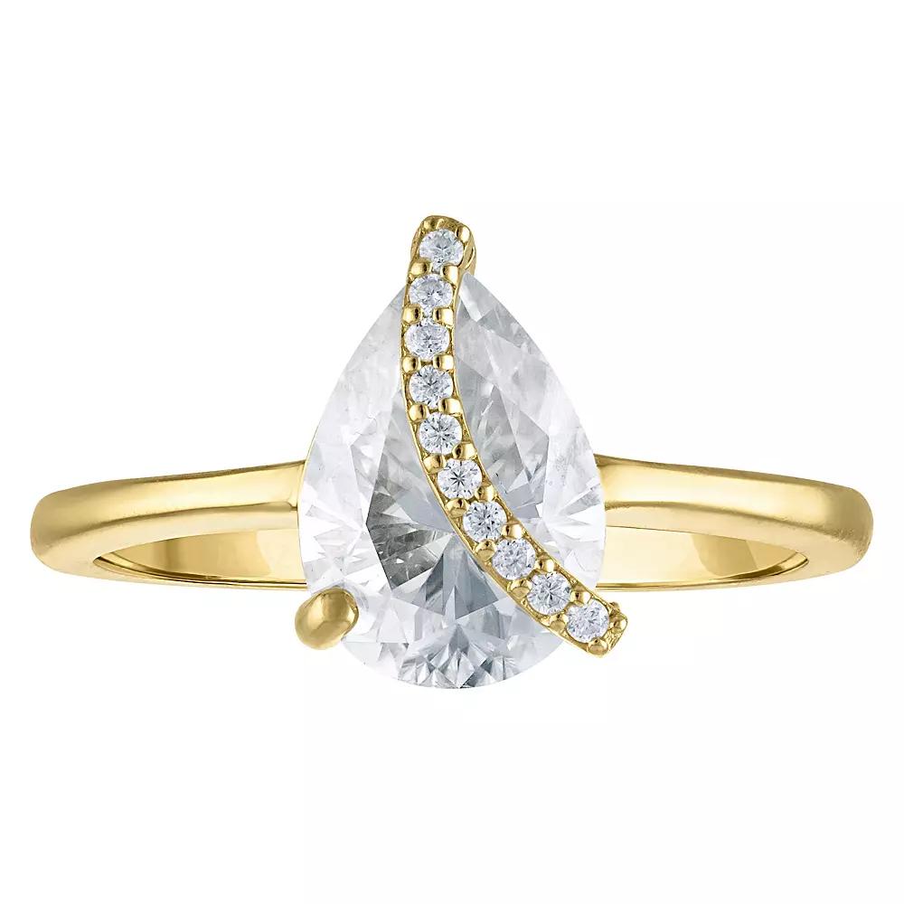 White Lotus 10k Gold Pear Lab-Created Moissanite Ring, Women's, Size: 9 Product Image