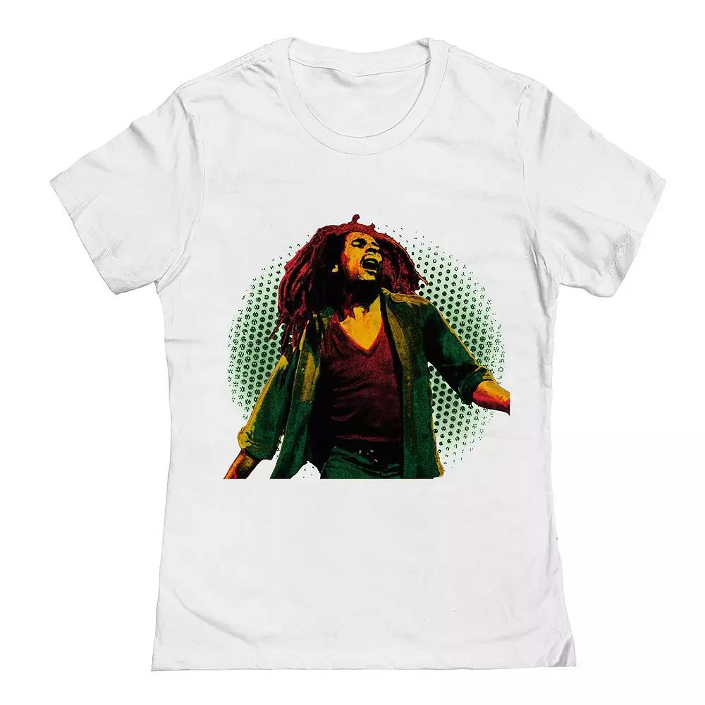 Junior's Bob Marley Halftone Background Graphic Tee, Women's,  Product Image