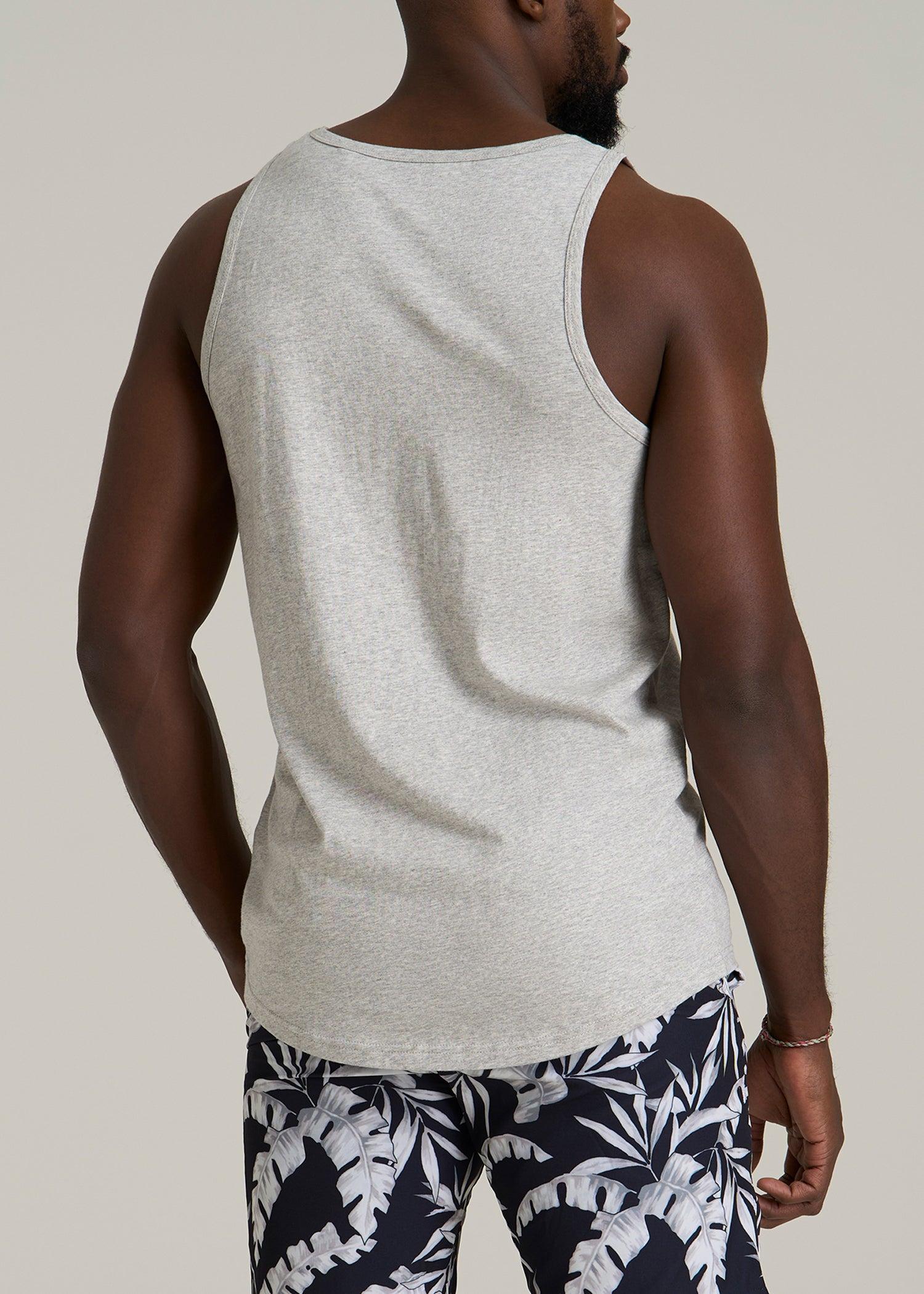 The Essential Beach Tank for Tall Men in Grey Mix - Men's Tall Tank Tops Product Image