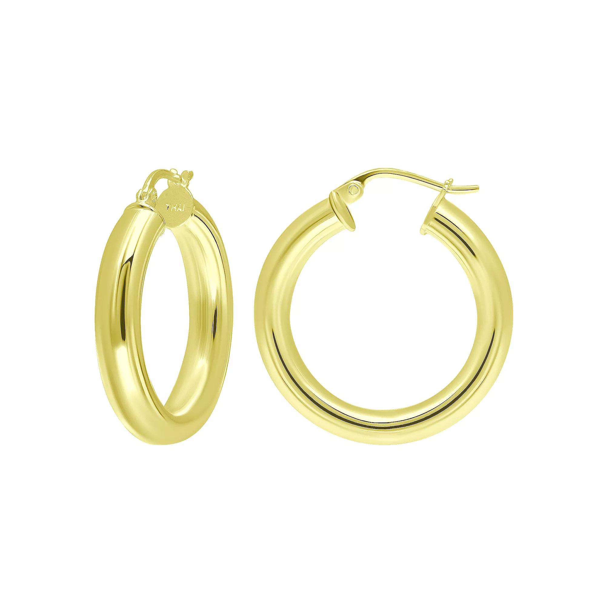 Aleure Precioso Sterling Silver Tube Hoop Earrings, Women's, Size: 20 mm Product Image