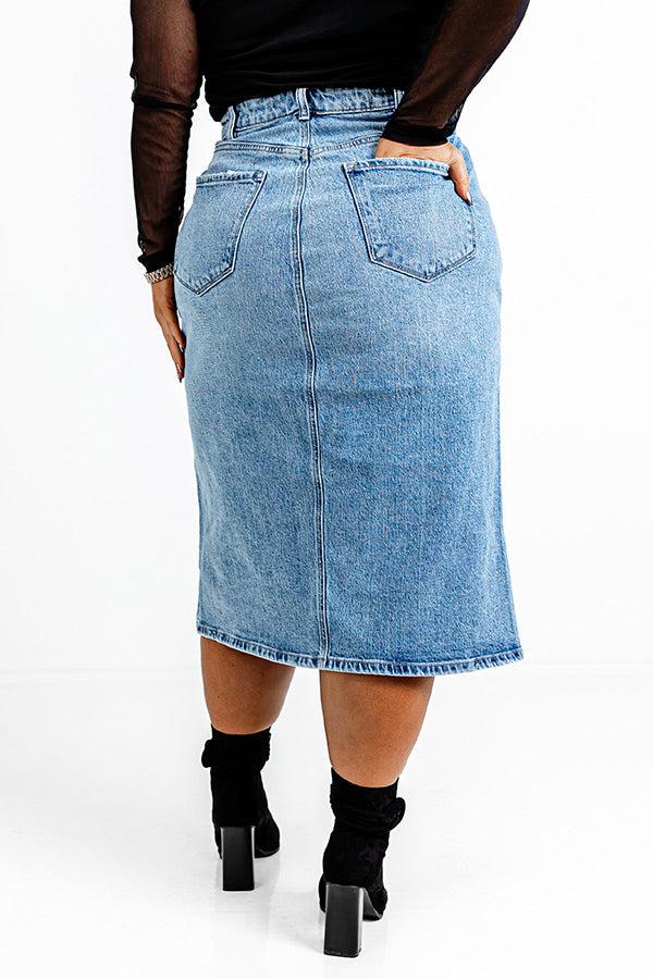 The Everly High Waist Denim Skirt Curves Product Image