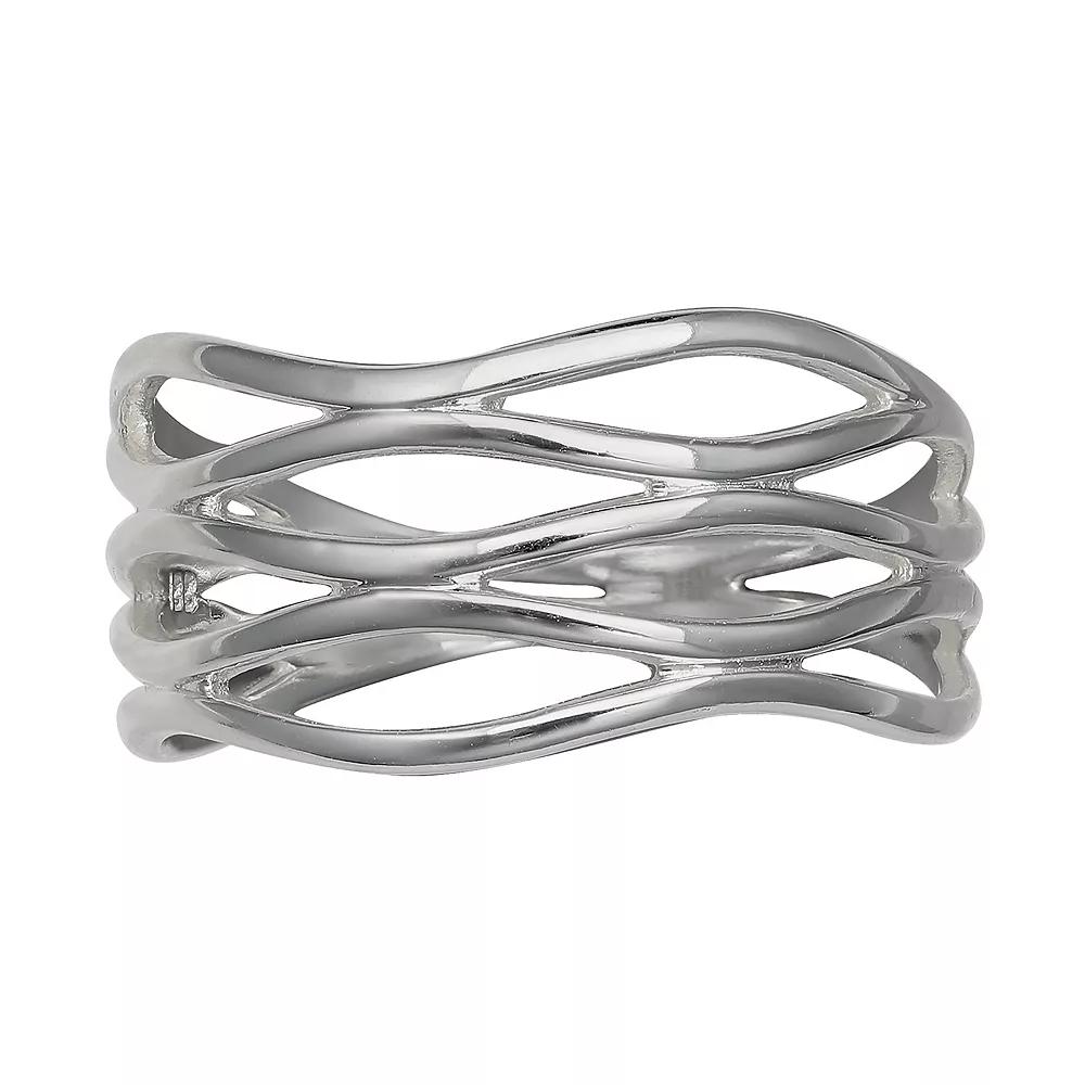 PRIMROSE Sterling Silver Wave Ring, Women's, Size: 6 Product Image