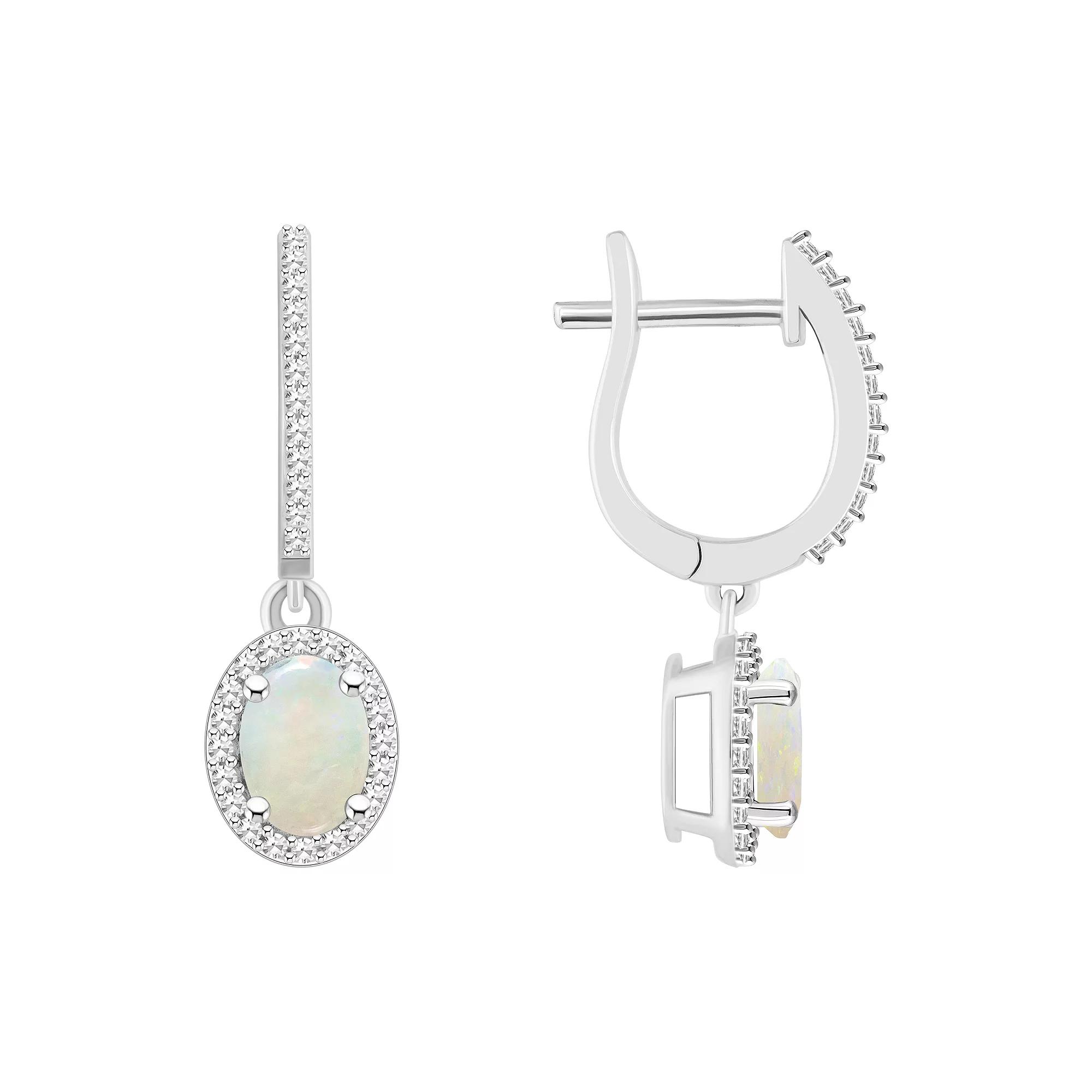 Celebration Gems Sterling Silver Oval-Cut Amethyst & 1/3 Carat T.W. Diamond Hoop Drop Earrings, Women's Product Image