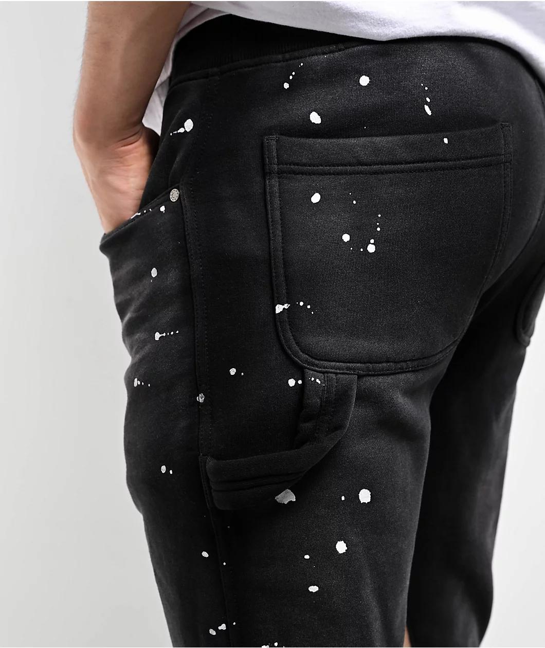 Ninth Hall Black & Tan Wash Stacked Flare Sweatpants Product Image