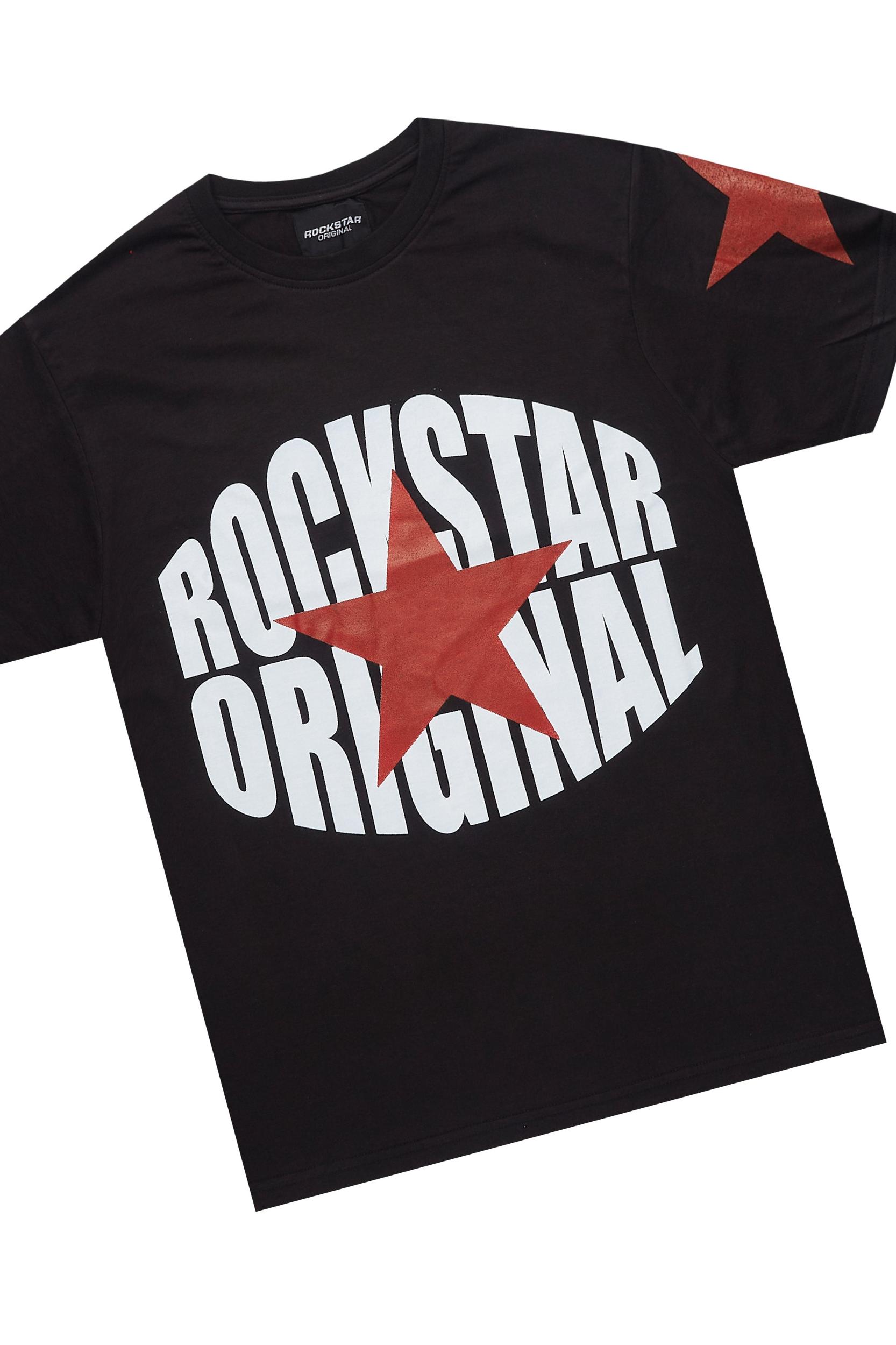 States Black T-Shirt/Short Set Male Product Image