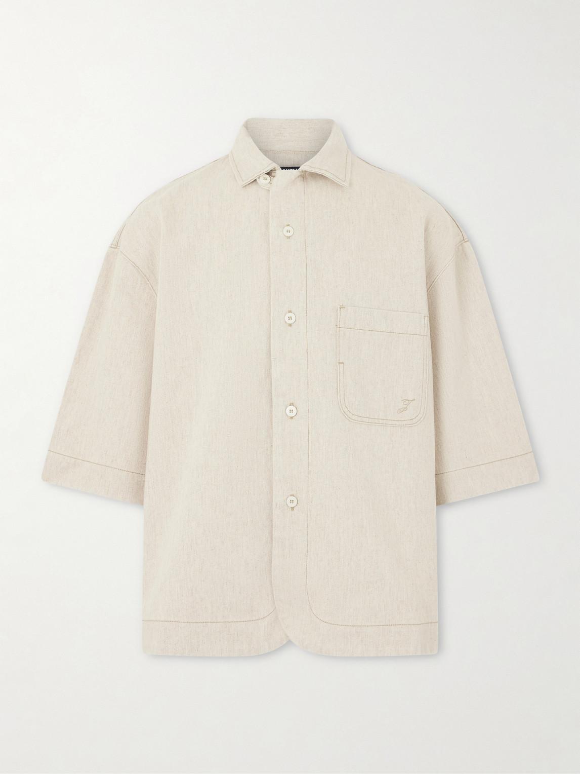 JACQUEMUS Peasant Shirt Short Sleeves Chest Pocket In Neutral Product Image
