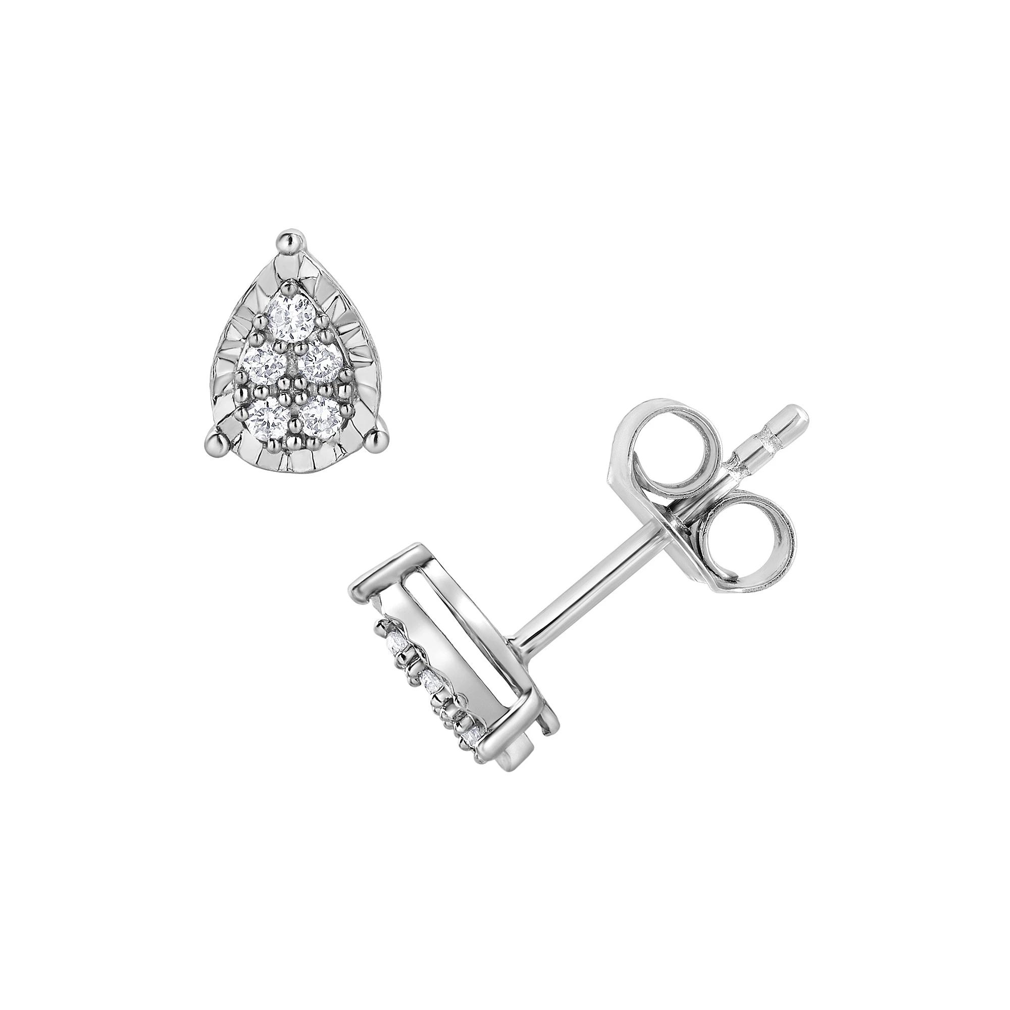 Diamond Brilliance 1/10 Carat T.W. Lab-Grown Diamond Teardrop Stud Earrings, Women's, Silver Tone Product Image