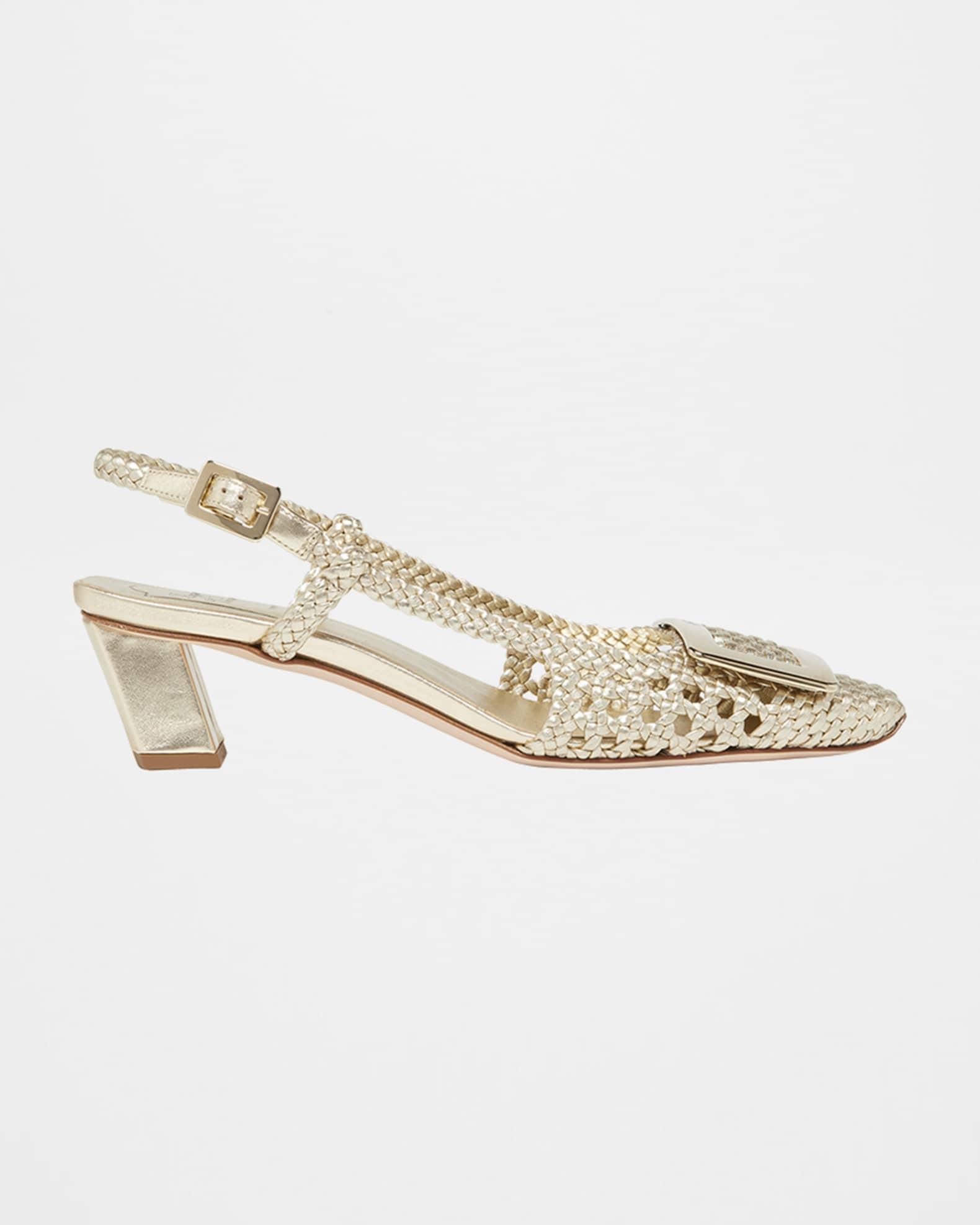 Belle Vivier Braided Metallic Leather Buckle Slingback Pumps Product Image