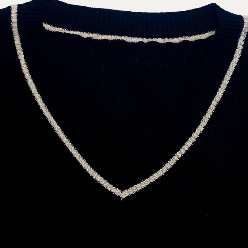 Chic Black Knit Top Wide-Leg Pants Two Piece Set Product Image