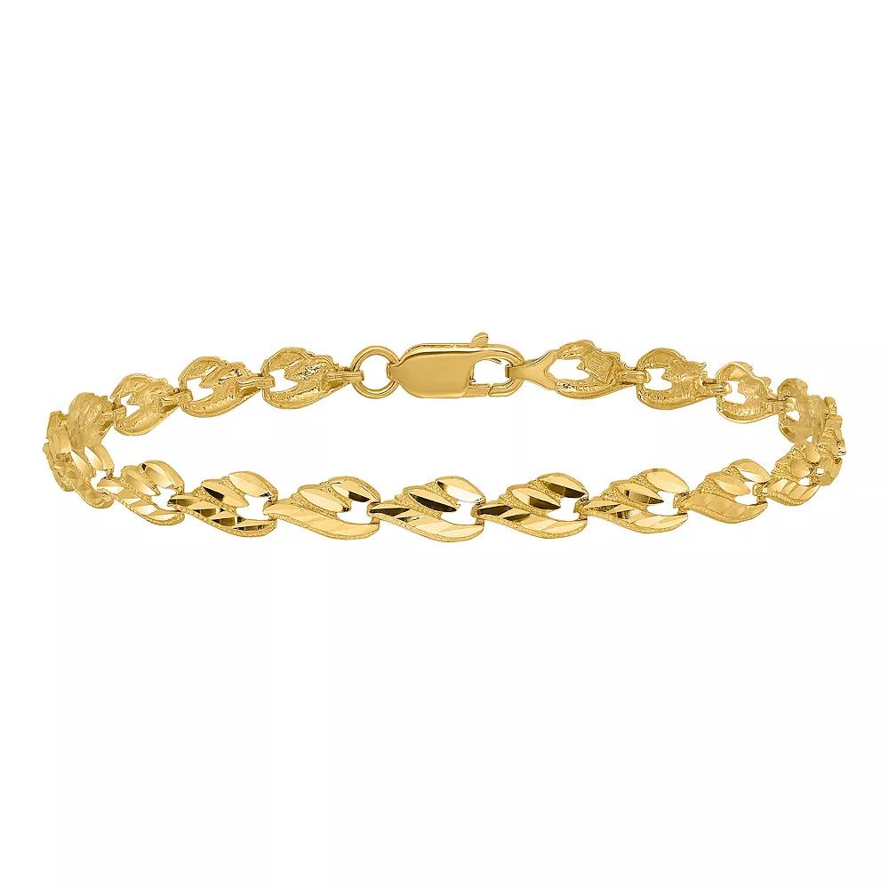 14k Gold Leaf Bracelet, Women's, Size: 7" Product Image