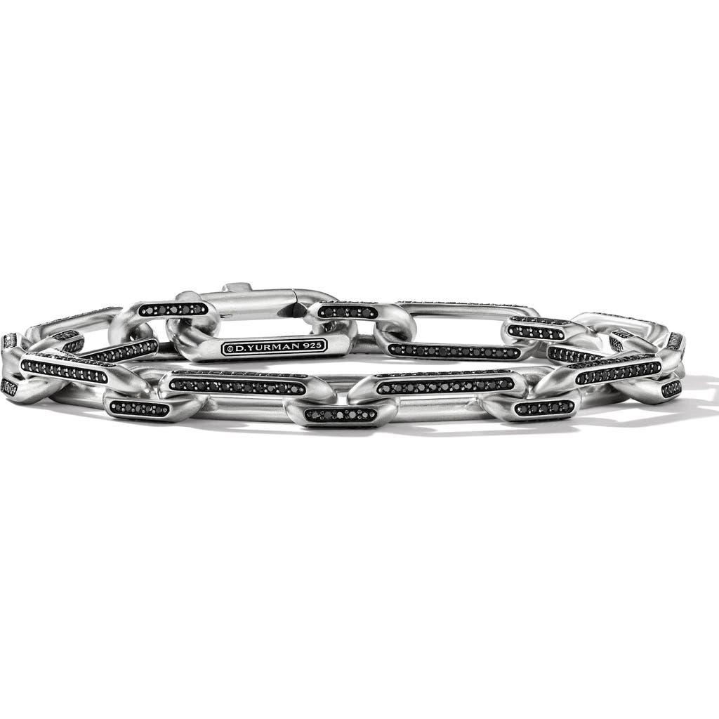 David Yurman Mens Elongated Open Link Chain Bracelet in Sterling Silver with Black Diamonds, 8mm Product Image