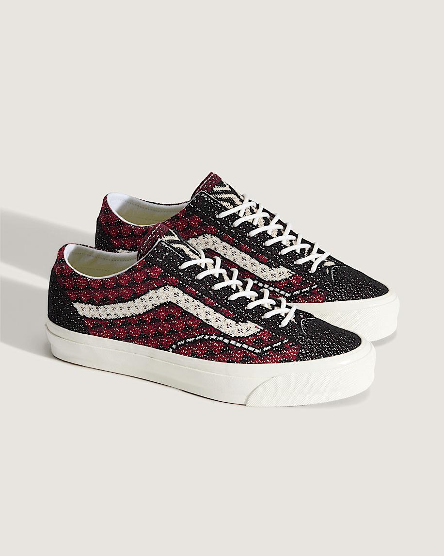 Premium Old Skool Shoe in Geo Check Bordeaux Red| Vans US Product Image
