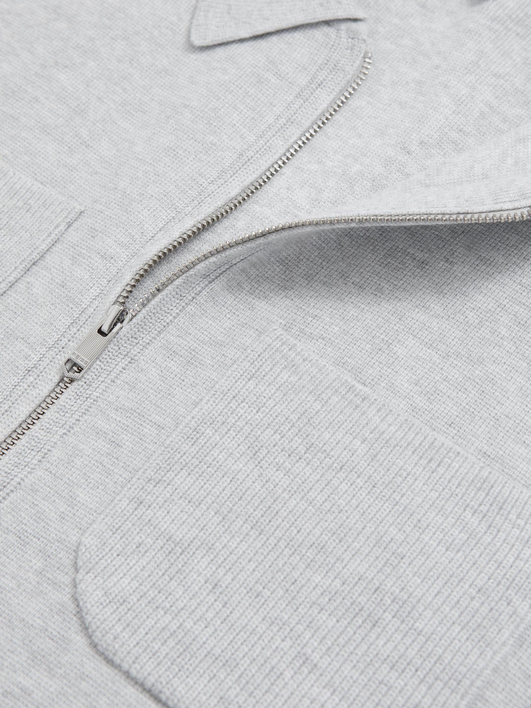 Four-Pocket Zip-Through Cardigan in Soft Grey Product Image