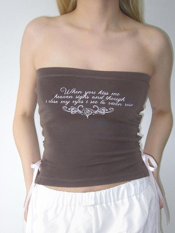 Side-Tie Floral Print Strapless Tank Top Product Image