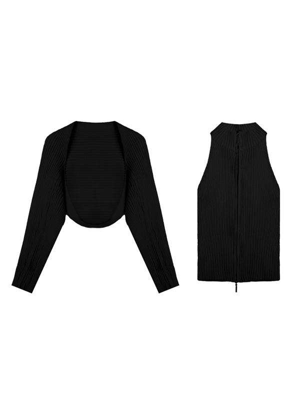 Solid Ribbed Knit Cardigan Product Image