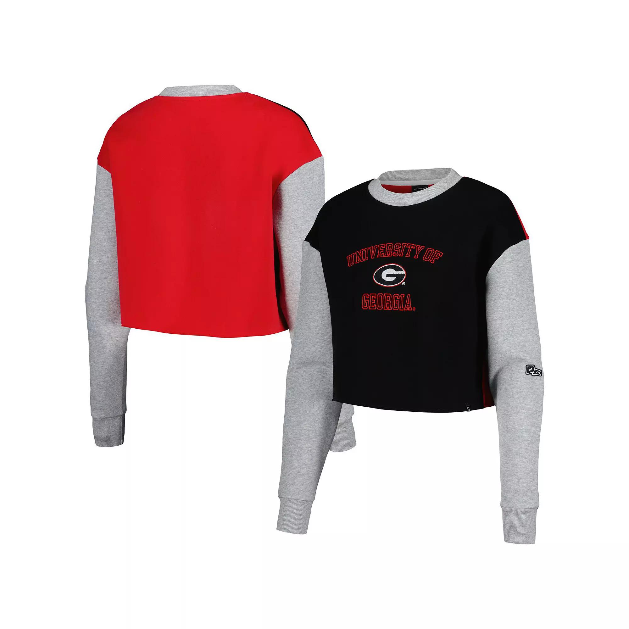 Womens Hype and Vice Georgia Bulldogs Colorblock Rookie Crew Pullover Sweatshirt Product Image