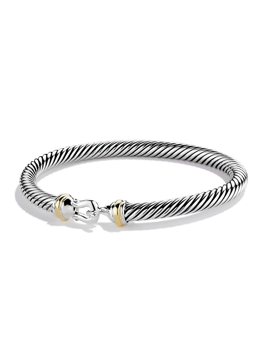 Womens Buckle Classic Cable Bracelet in Sterling Silver Product Image