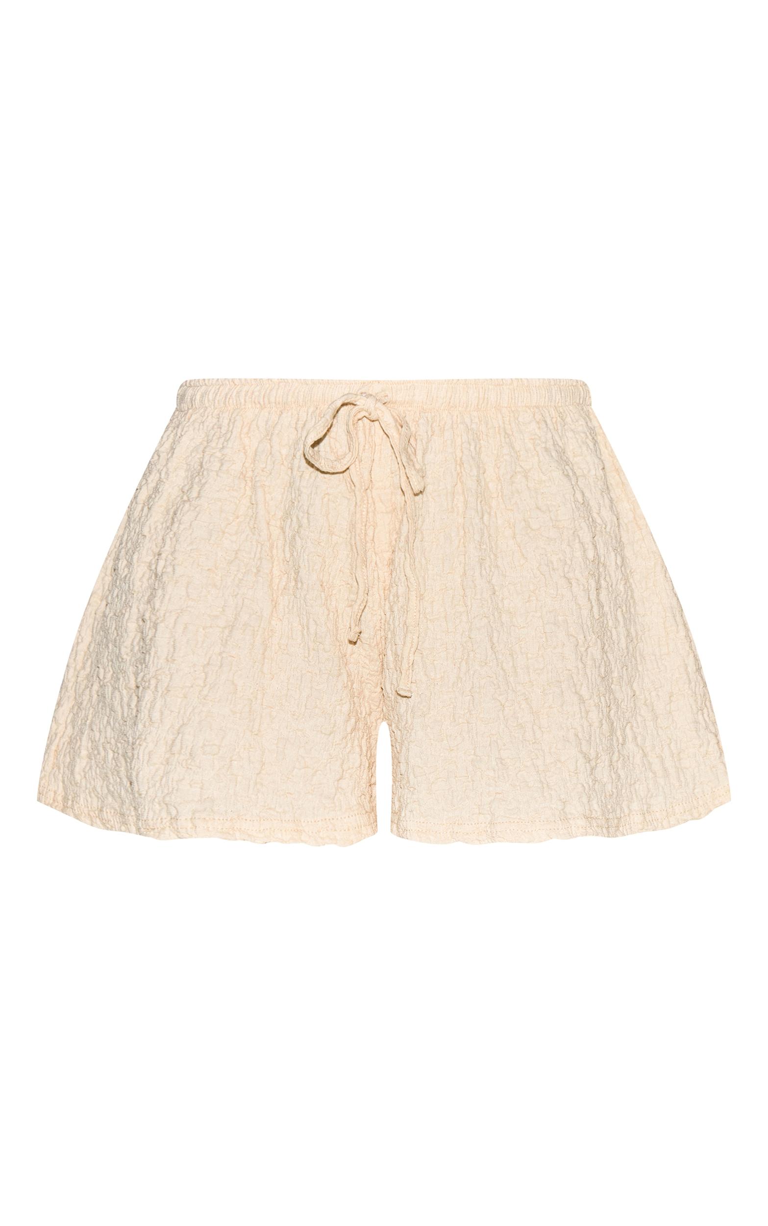 Cream Textured Jersey Drawstring Floaty Shorts Product Image