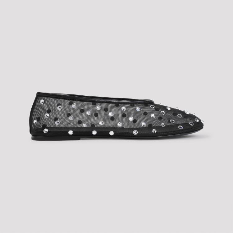 KHAITE Marcy Crystal-embellished Mesh Flats In Black Product Image